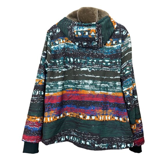 Cellabie Multicolored Jacket with Hoodie Fur Lined Size 2XL - Picture 3 of 4